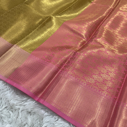 Golden Pink Kanjivaram Tissue Silk Saree