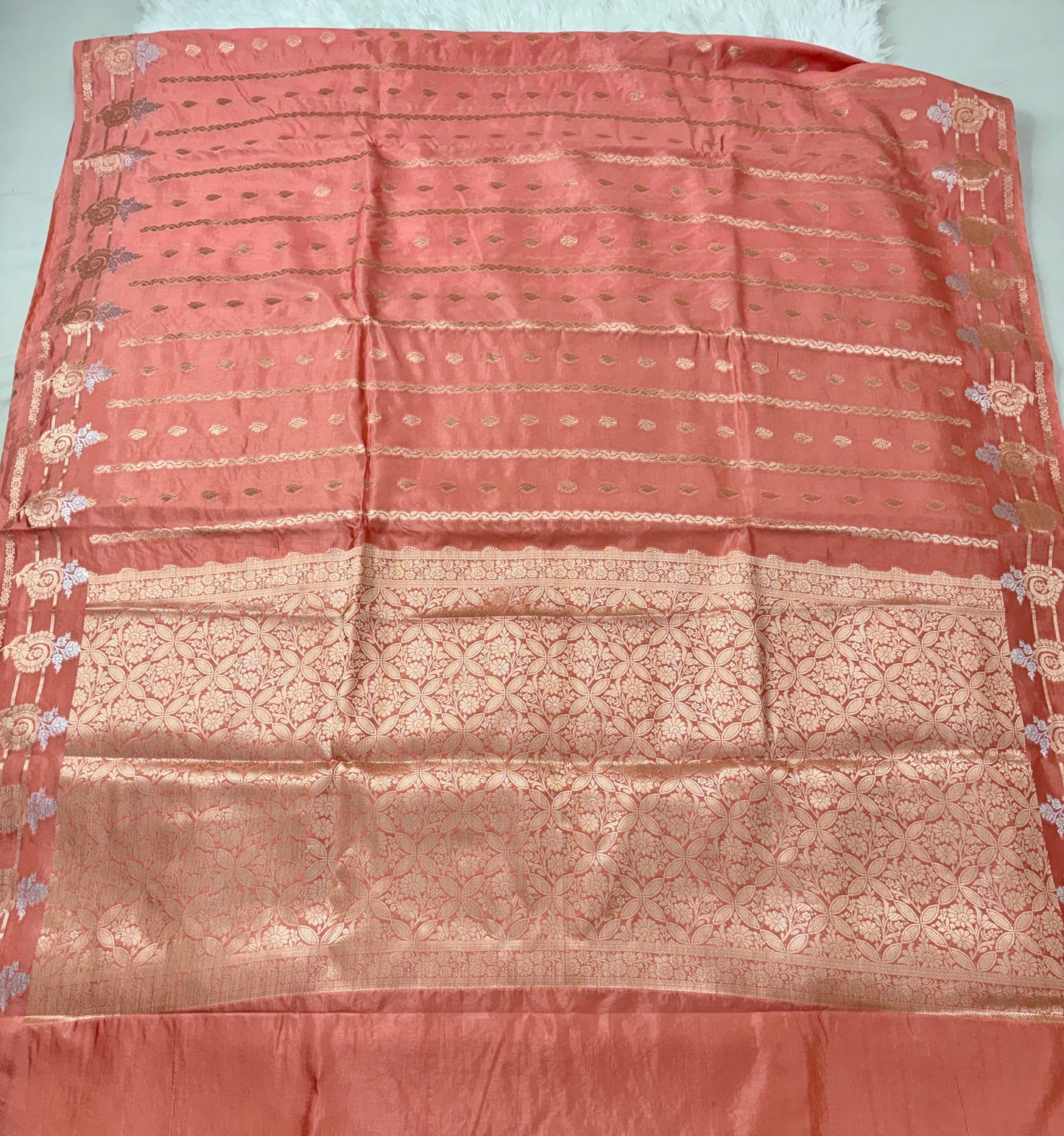 Peach Premium Banarasi Mango Silk Saree