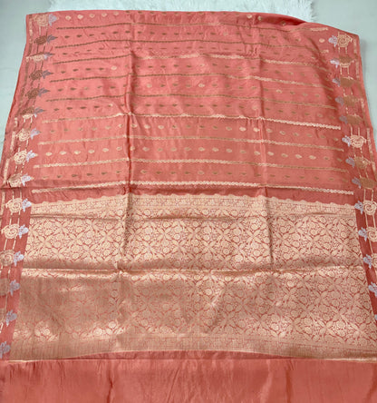 Peach Premium Banarasi Mango Silk Saree