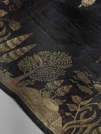 Black Banarasi Organza Crepe Silk Saree