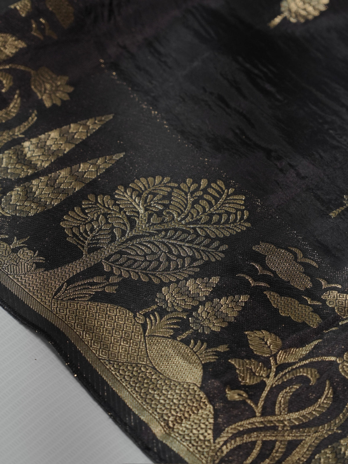 Black Banarasi Organza Crepe Silk Saree