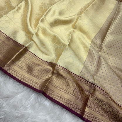 Off White to Wine Kanjivaram Silk Saree