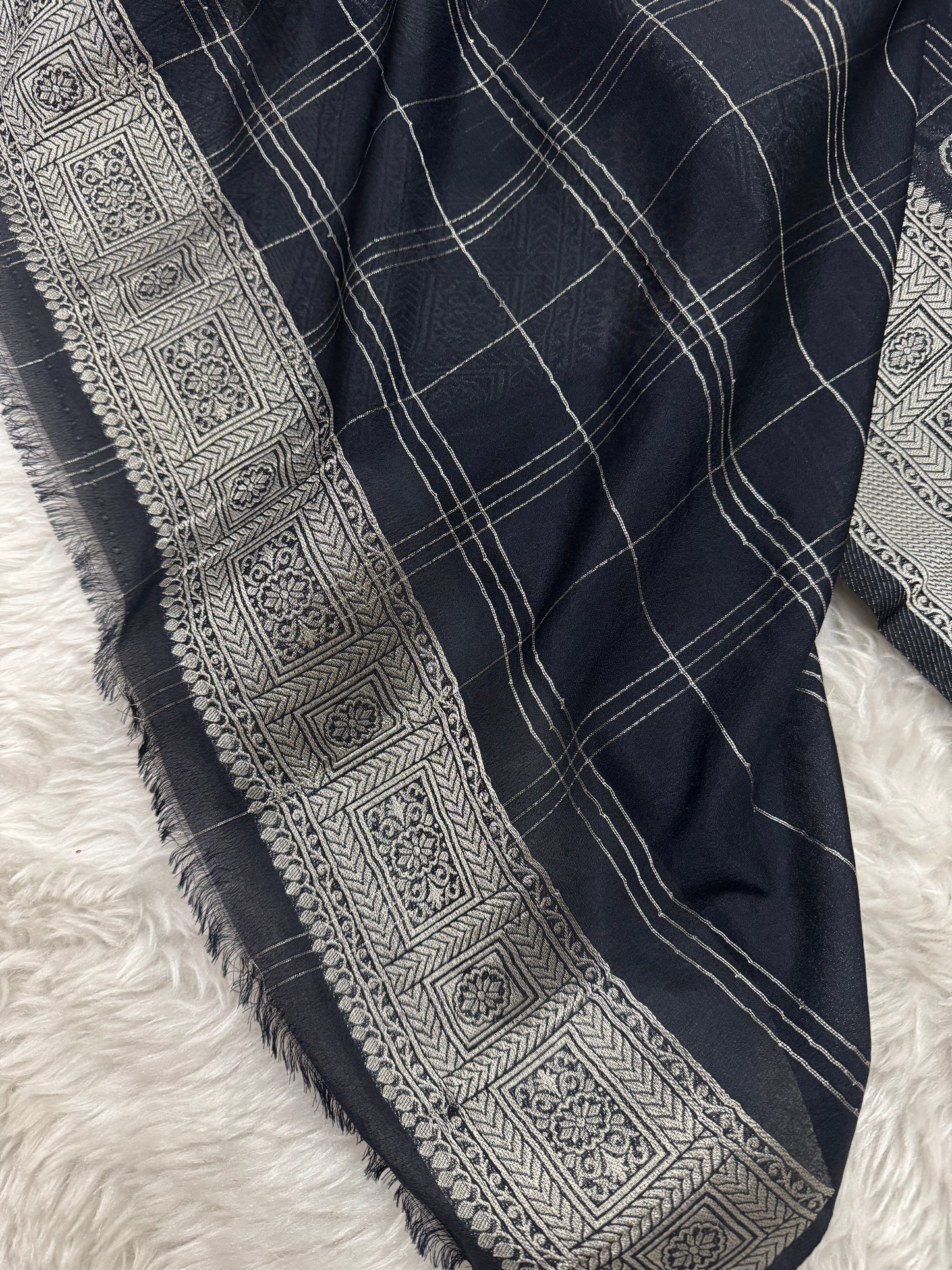 Black Banarasi Crepe Georgette Saree