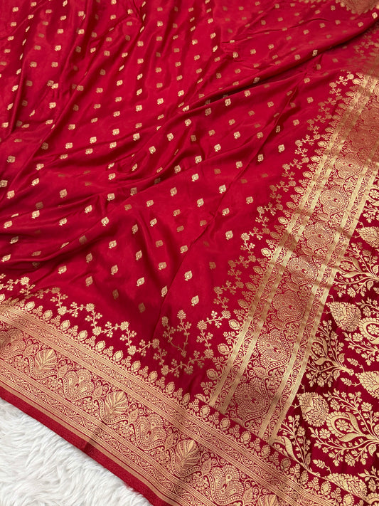 Bridal Red Banarasi Mashru Silk Saree