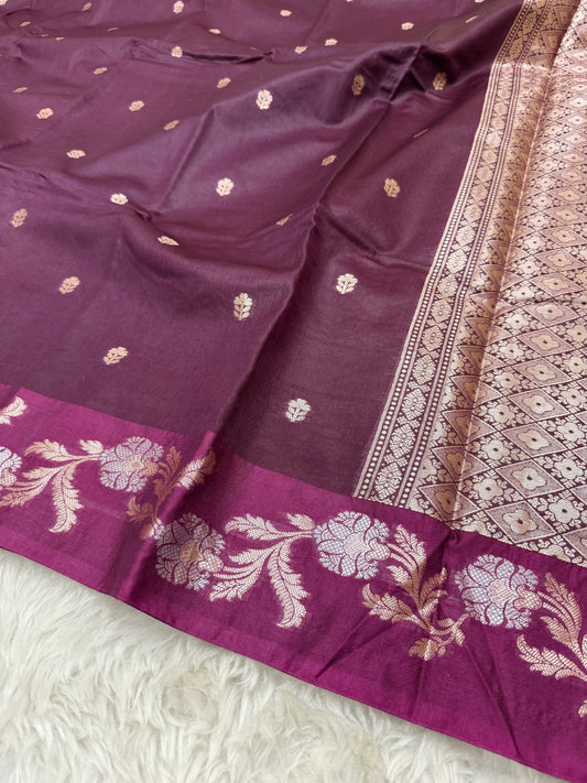 Wine Banarasi Mango Silk Saree