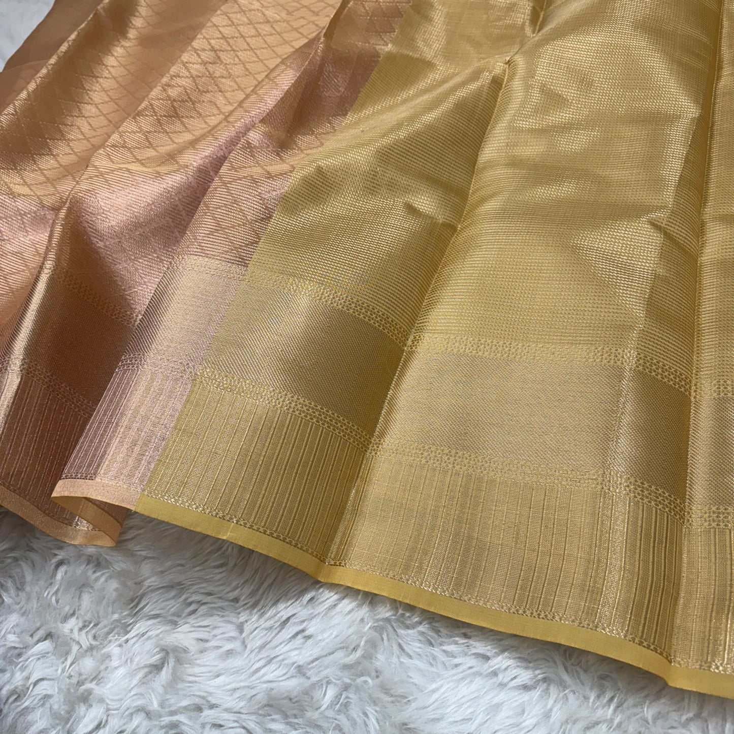 Rose Gold Kanjivaram Tissue Silk Saree