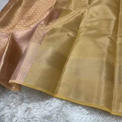 Rose Gold Kanjivaram Tissue Silk Saree