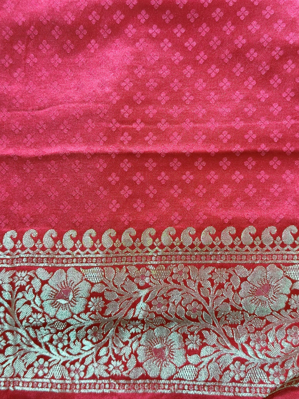 Bottle Green to Rani Pink Banarasi Mashru Silk Saree