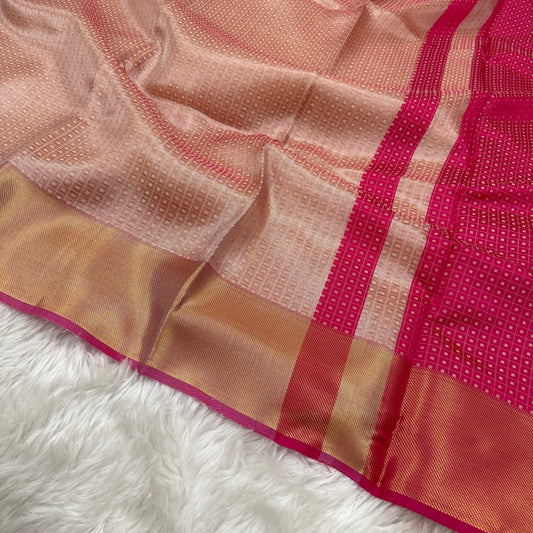 Onion Pink Kanjivaram Tissue Silk Saree