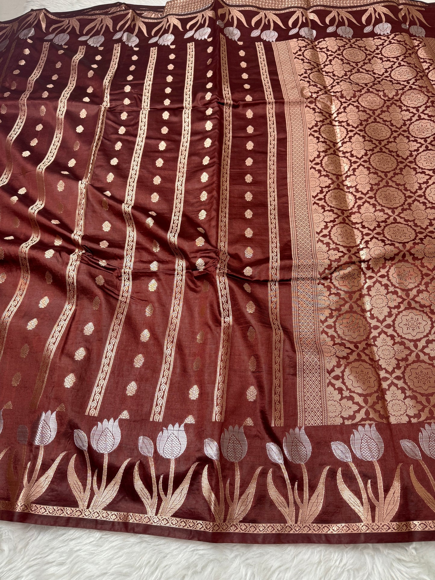 Coffee Brown Premium Banarasi Mango Silk Saree