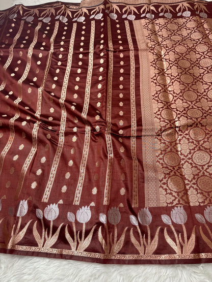Coffee Brown Premium Banarasi Mango Silk Saree
