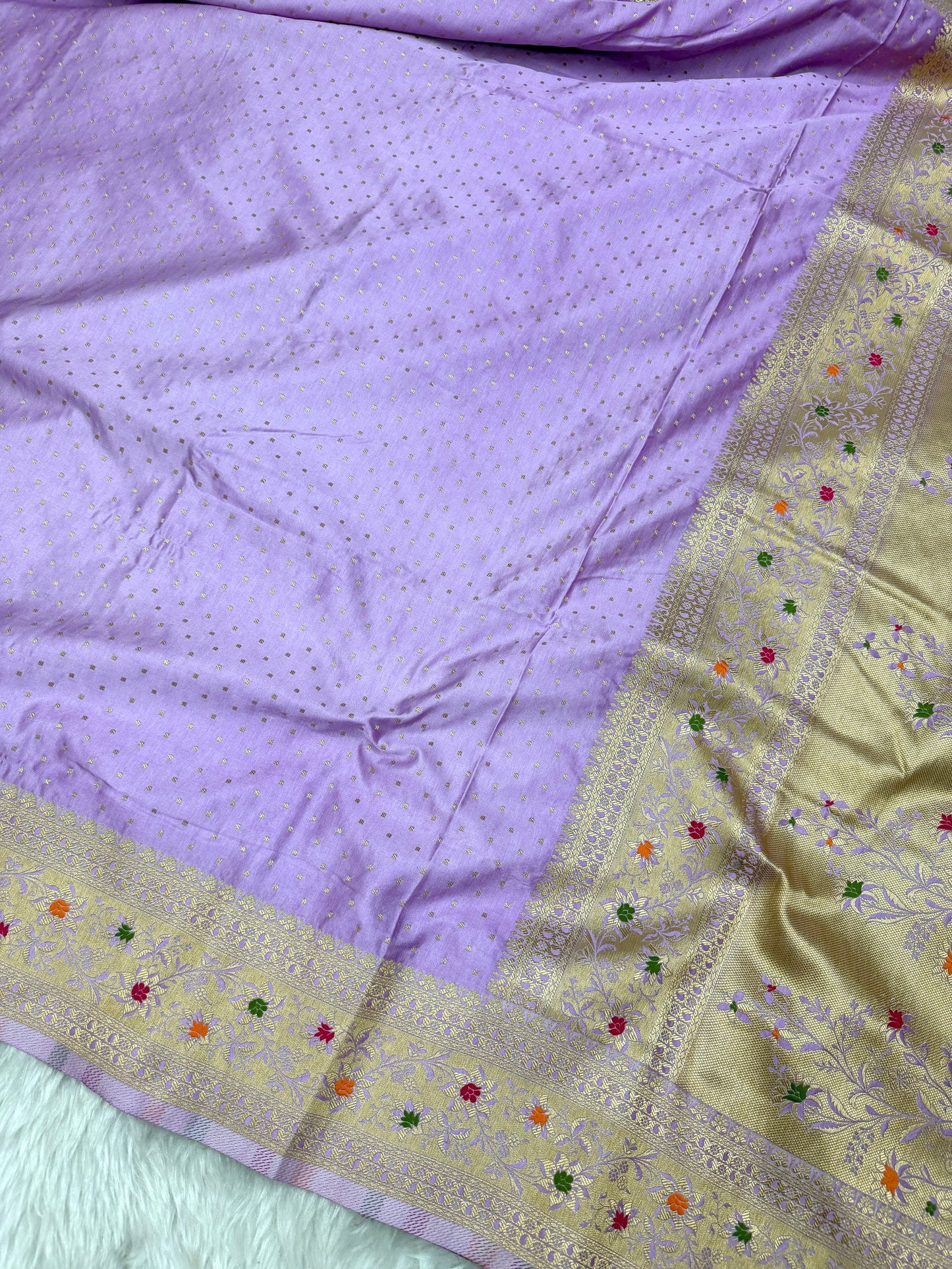 Lavender Banarasi Mashru Silk Saree