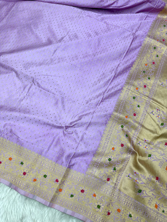 Lavender Banarasi Mashru Silk Saree