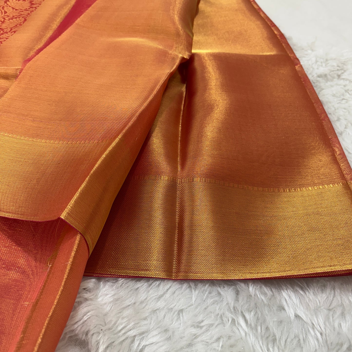 Golden Red Kanjivaram Kora Tissue Silk Saree
