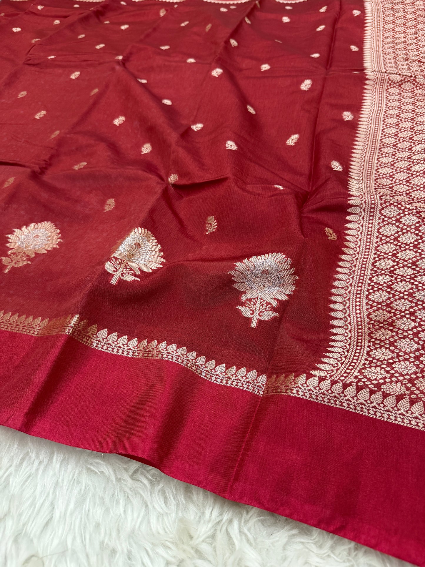 Maroon Banarasi Mango Silk Saree