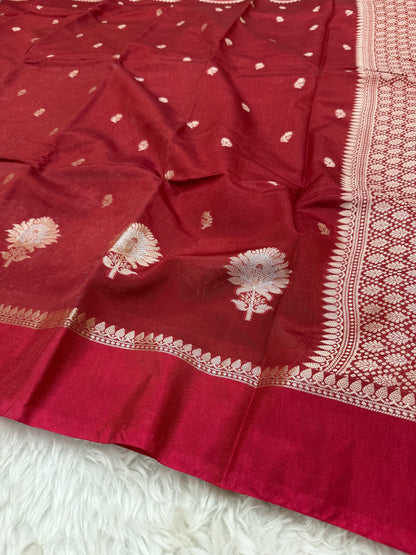 Maroon Banarasi Mango Silk Saree