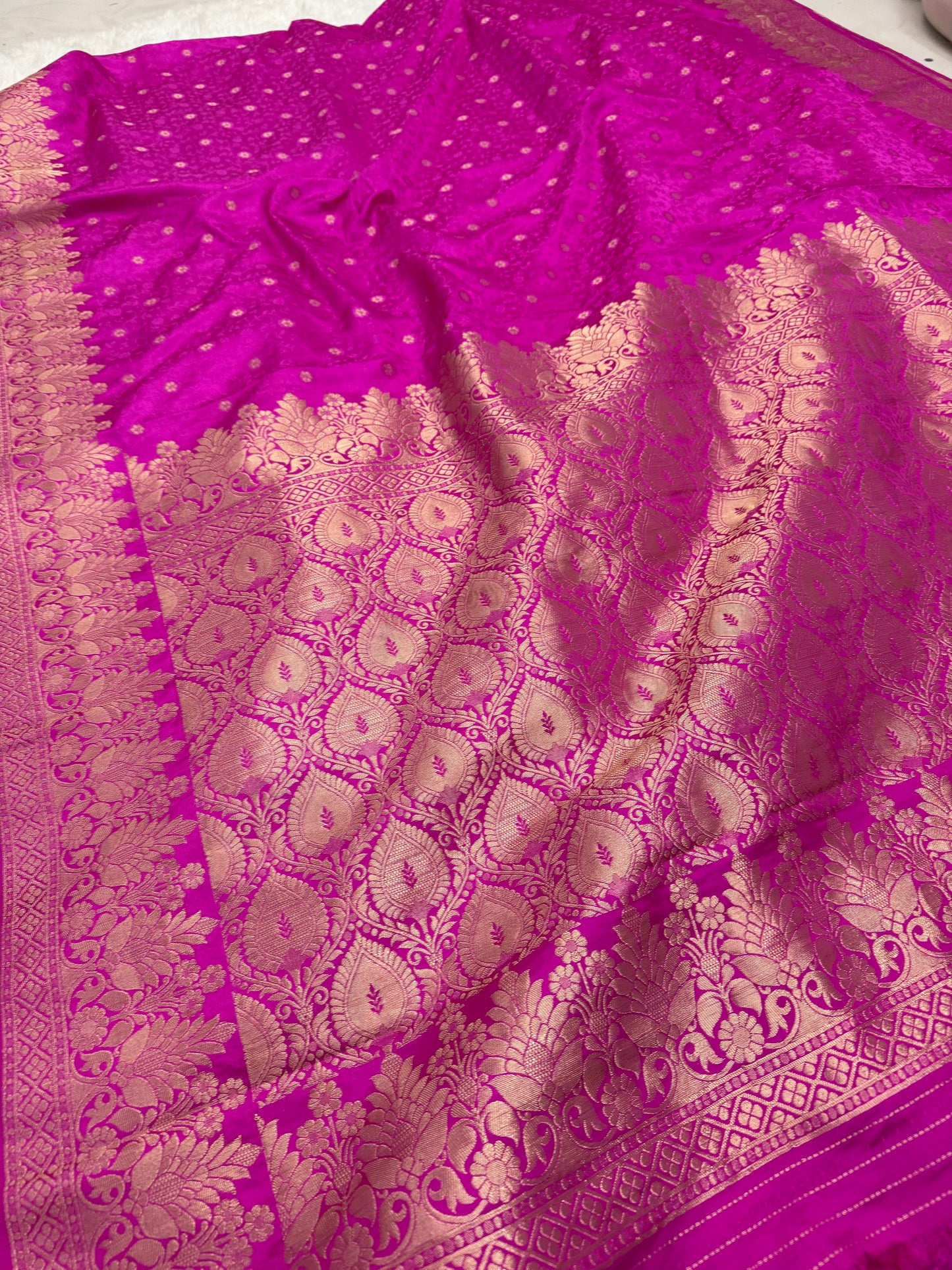 Rani Pink Banarasi Mashru Silk Saree