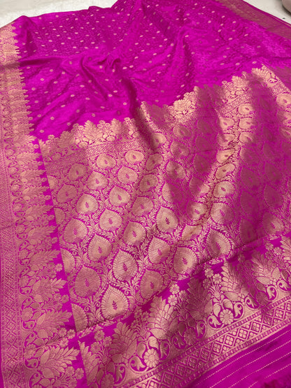 Rani Pink Banarasi Mashru Silk Saree