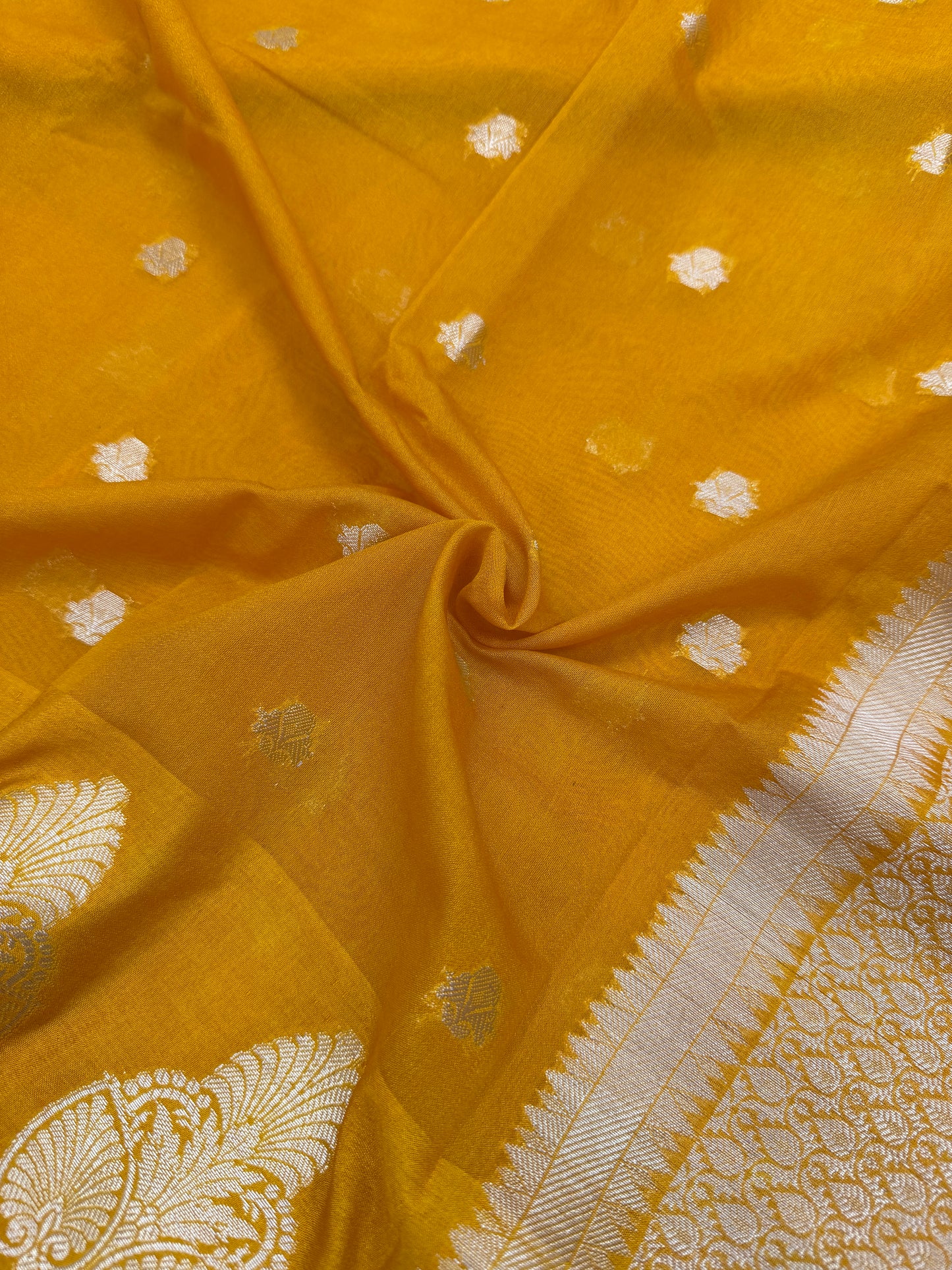 Mustard Yellow Banarasi Georgette Saree