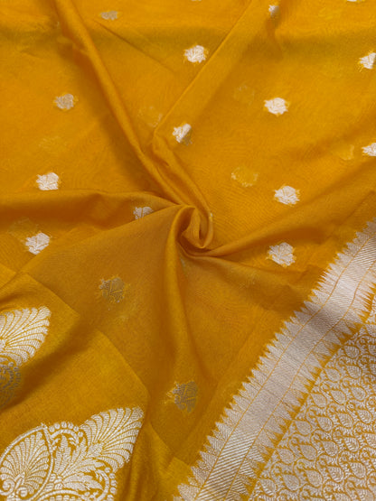 Mustard Yellow Banarasi Georgette Saree