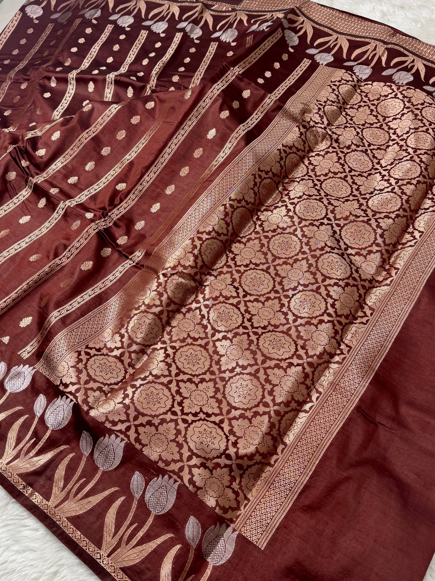 Coffee Brown Premium Banarasi Mango Silk Saree