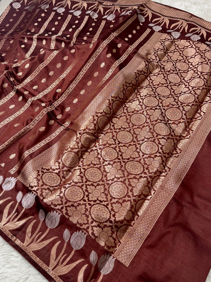 Coffee Brown Premium Banarasi Mango Silk Saree