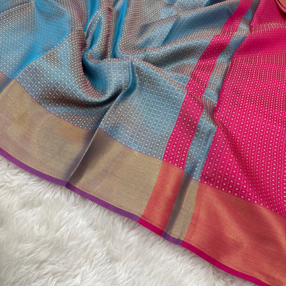 Metallic Blue Kanjivaram Tissue Silk Saree