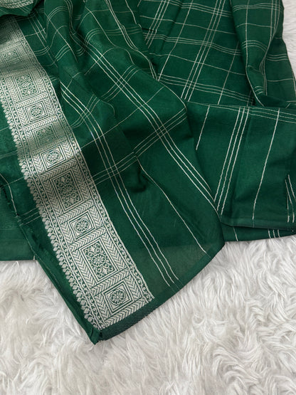 Bottle Green Banarasi Crepe Georgette Saree