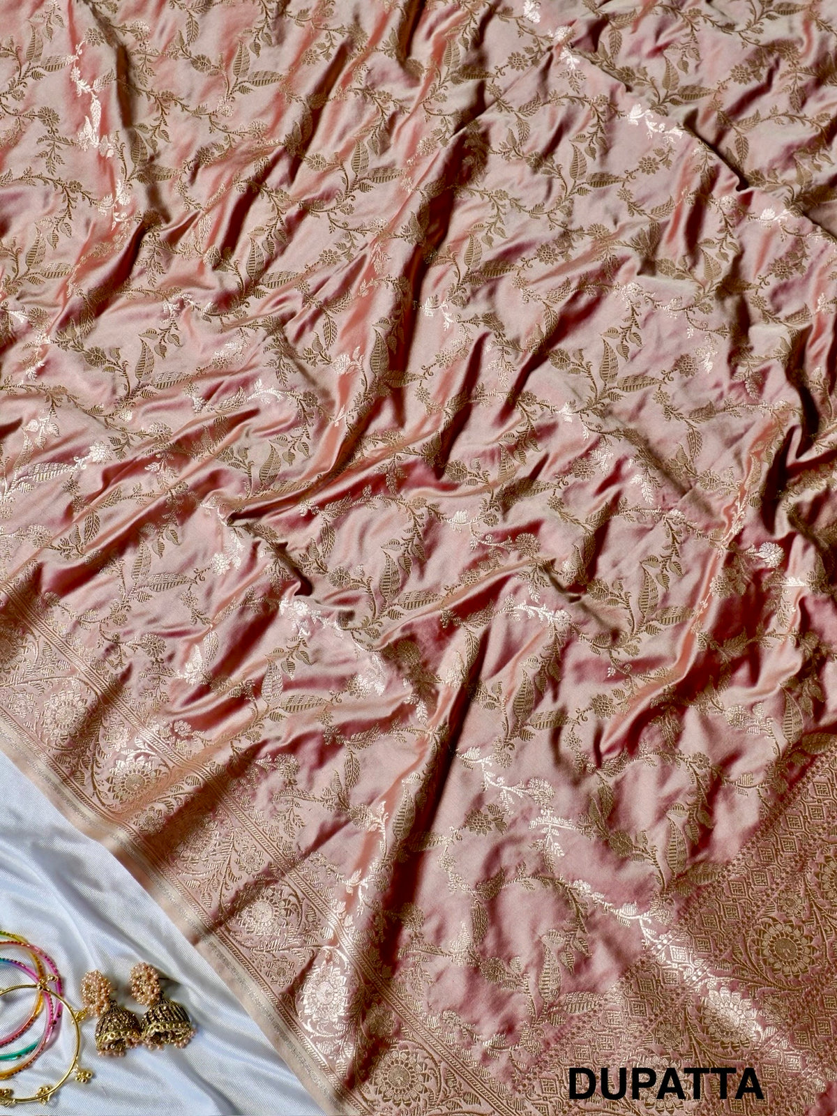 Rose Gold Premium Banarasi Mashru Silk Suit Set