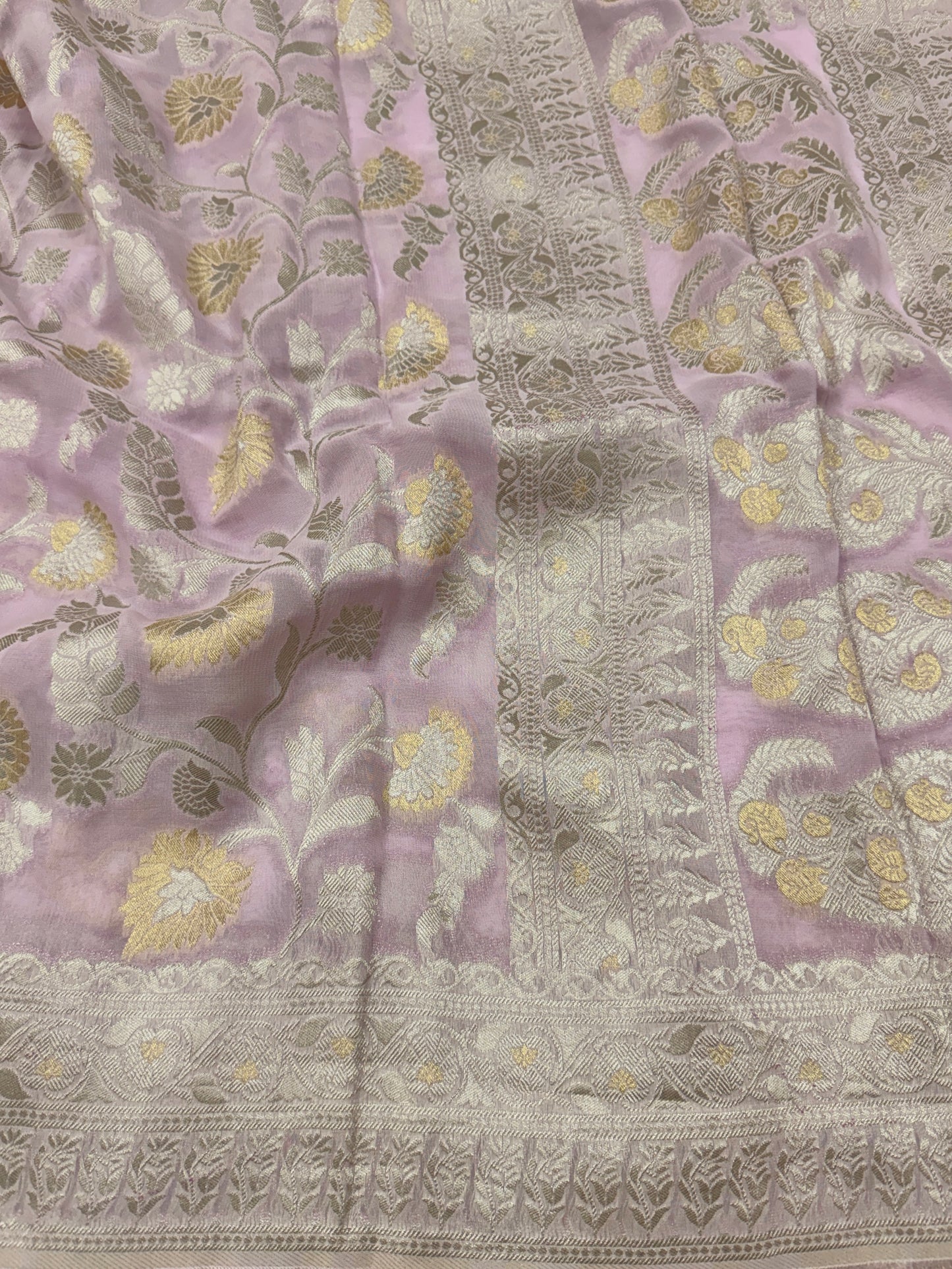 Baby Pink Banarasi Viscose Khaddi Georgette Saree