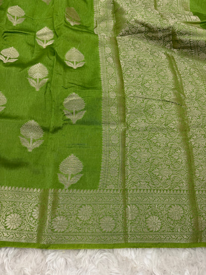 Leaf Green Banarasi Mango Silk Saree