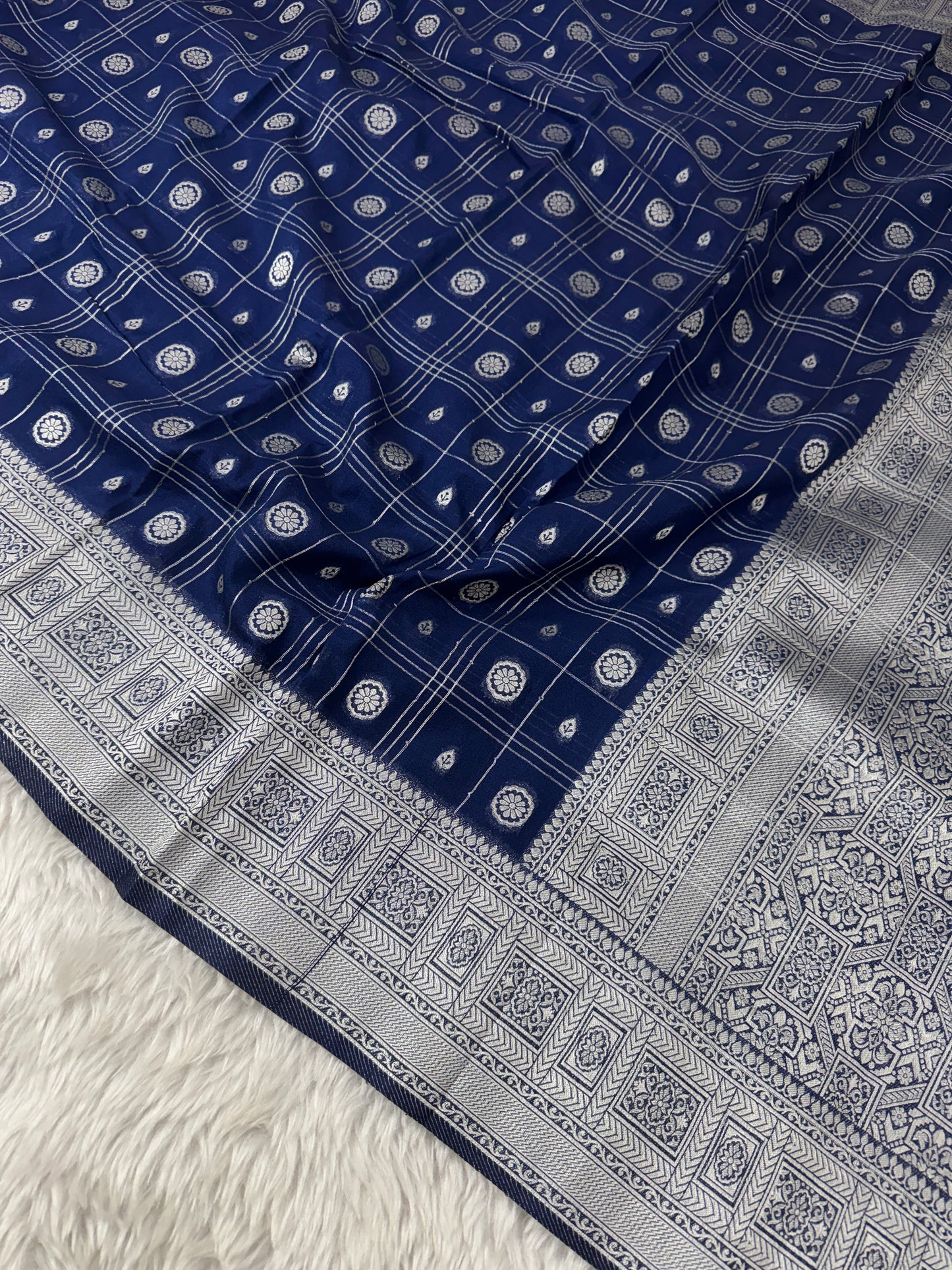 Navy Blue Banarasi Crepe Georgette Saree