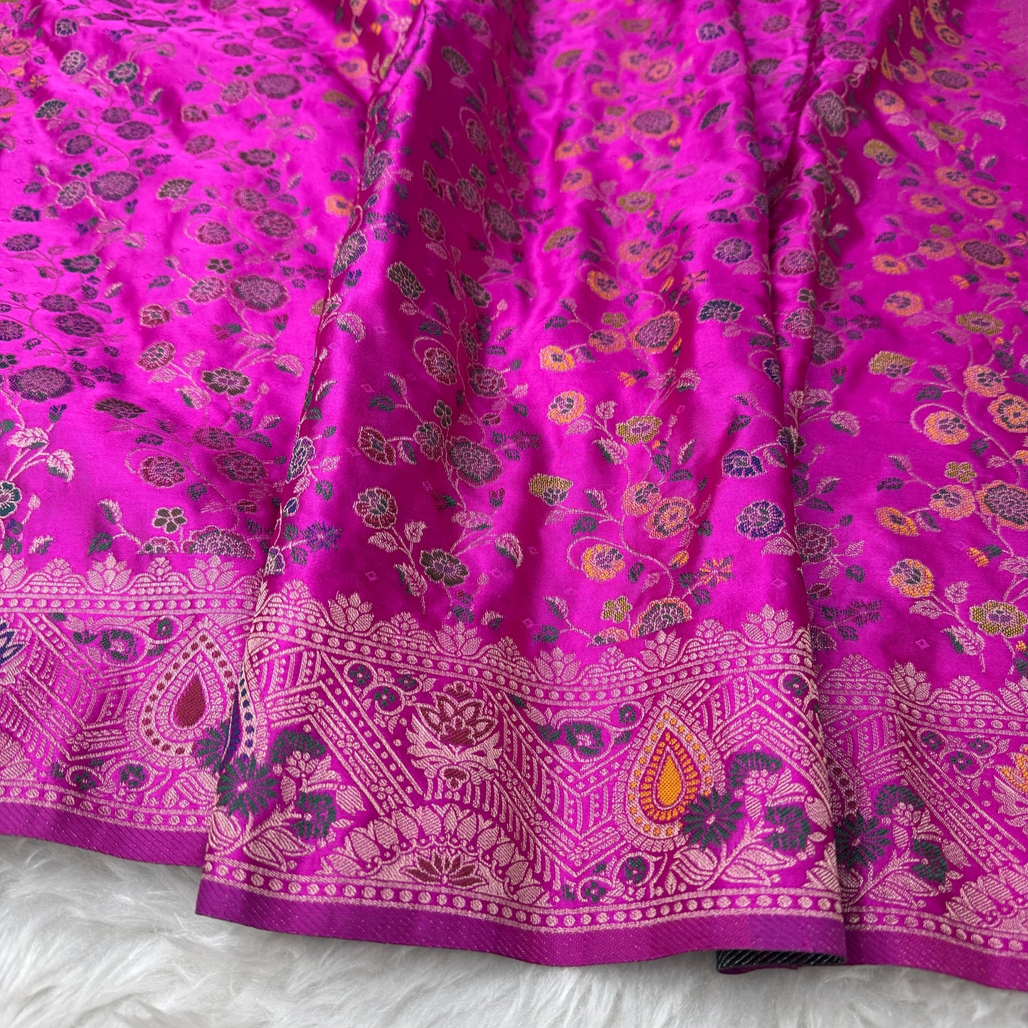 Rani Pink Banarasi Meenakari Mashru Silk Saree - BN58