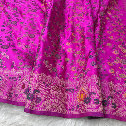 Rani Pink Banarasi Meenakari Mashru Silk Saree - BN58