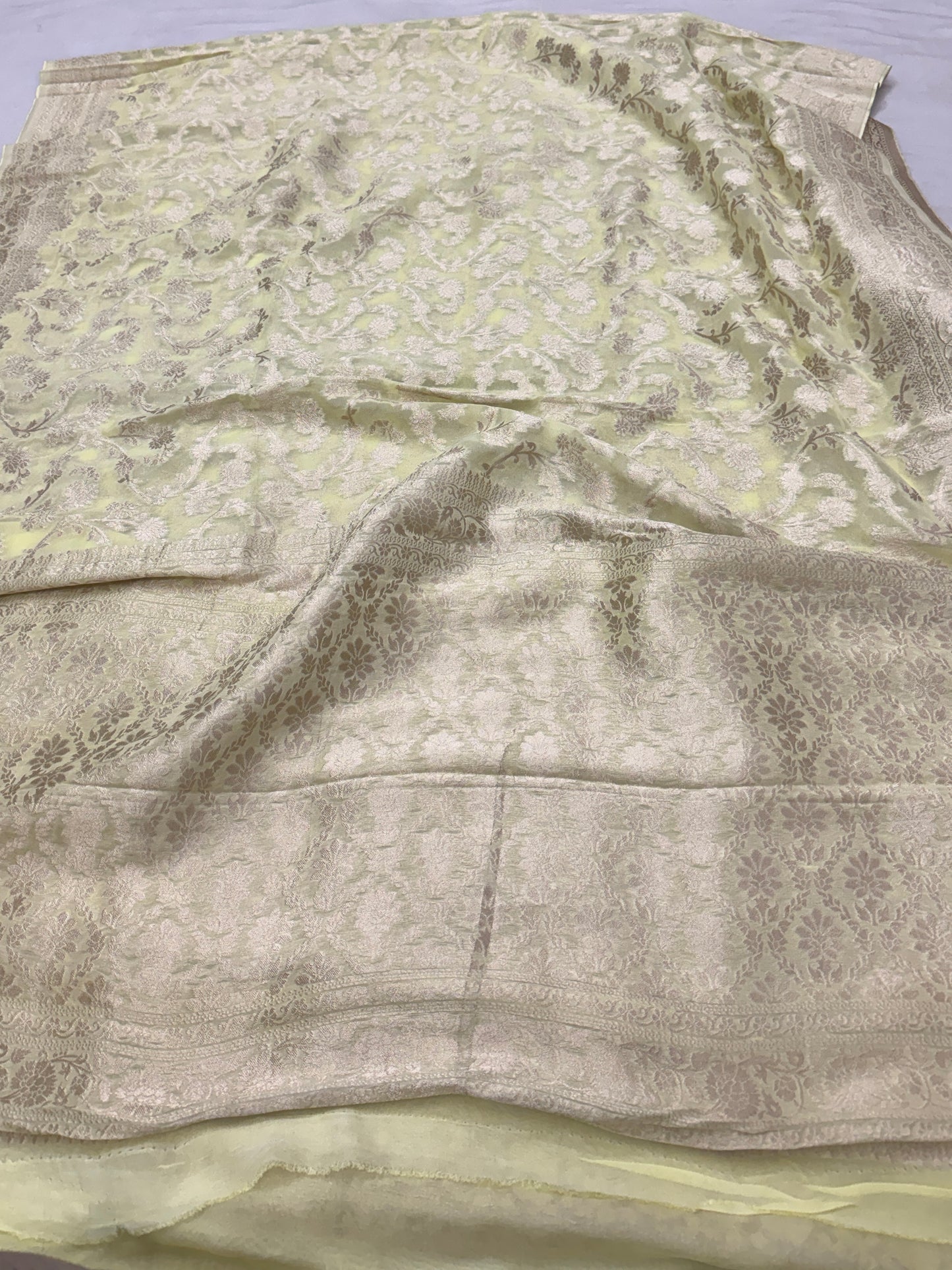 Pastel Yellow Banarasi Viscose Khaddi Georgette Saree