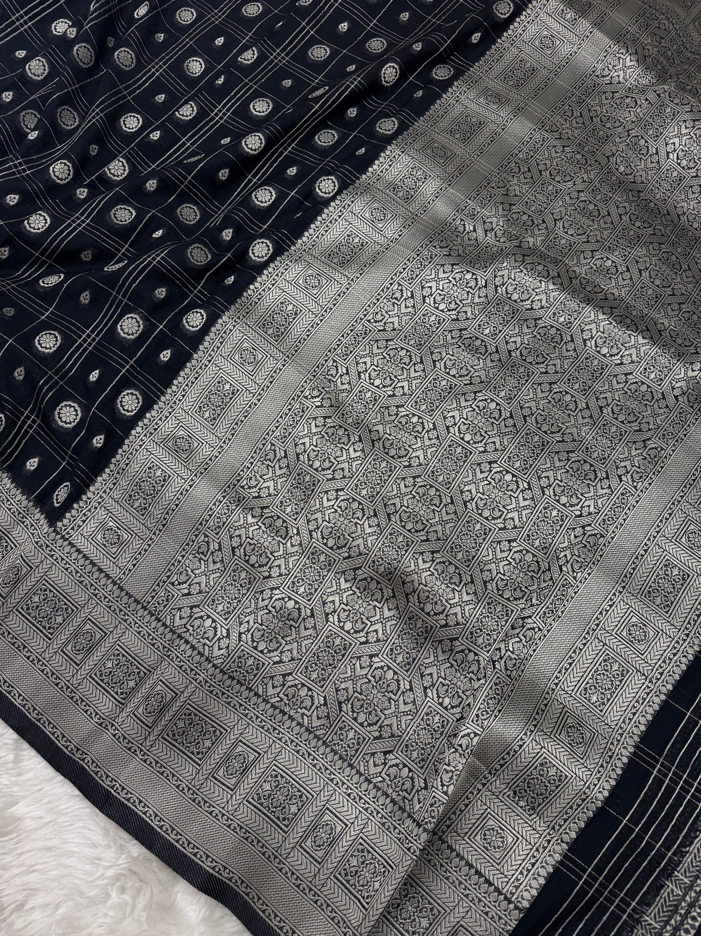 Black Banarasi Crepe Georgette Saree