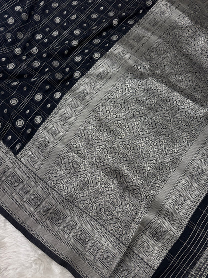 Black Banarasi Crepe Georgette Saree