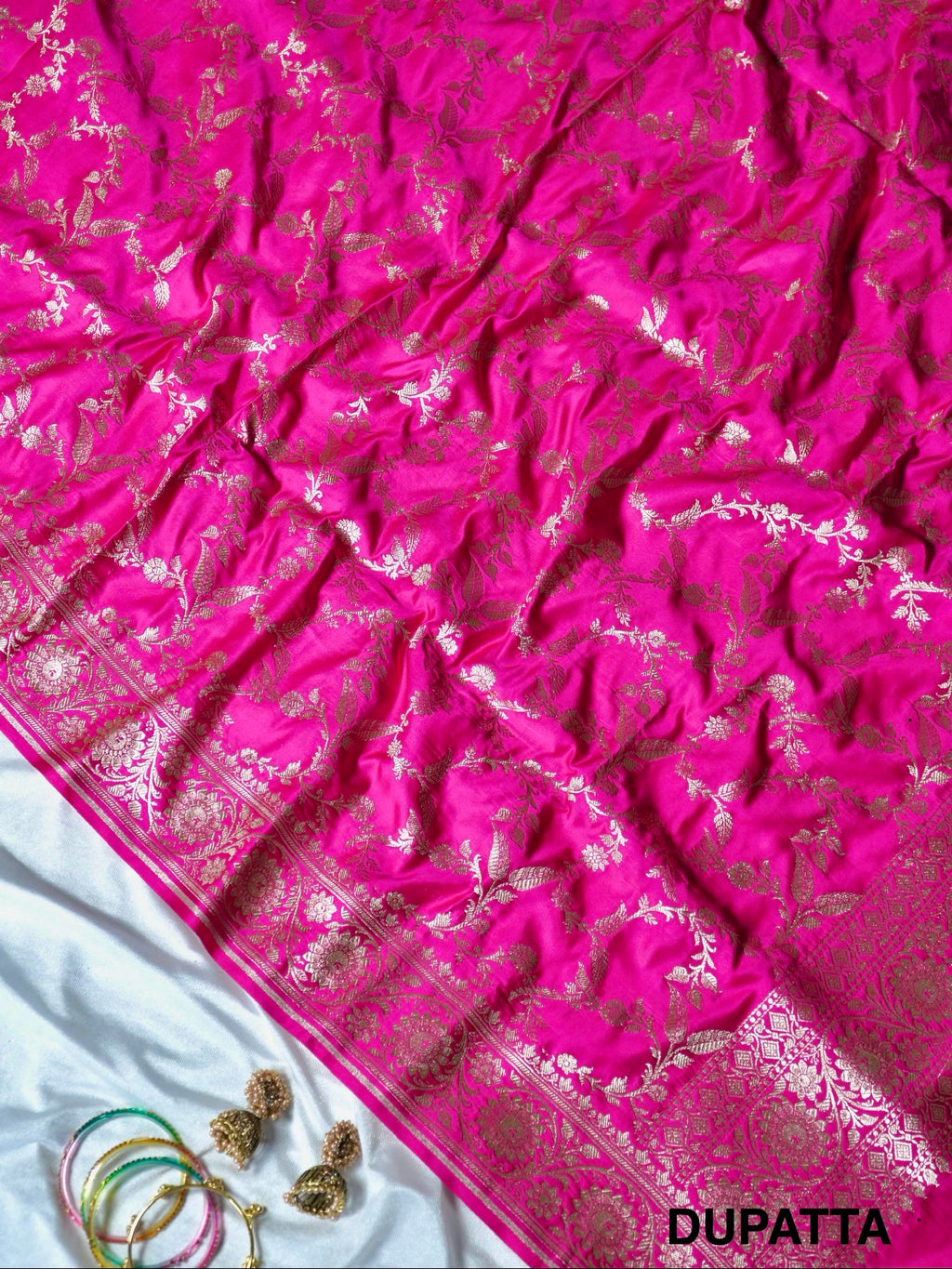 Rani Pink Premium Banarasi Mashru Silk Suit Set