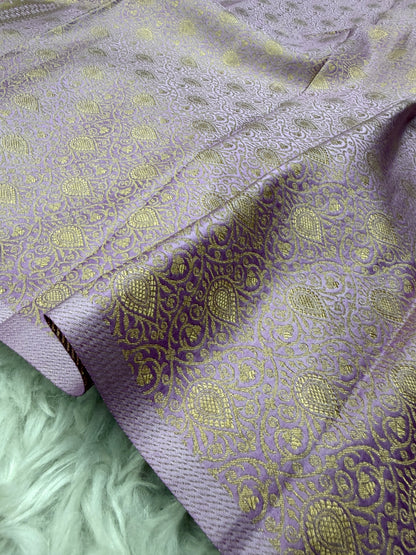 Lavender Banarasi Mashru Silk Saree