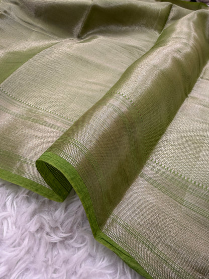 Leaf Green Banarasi Mango Silk Saree