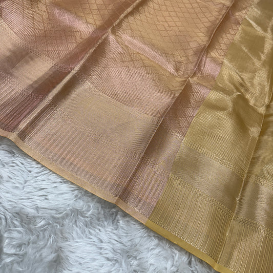 Rose Gold Kanjivaram Tissue Silk Saree