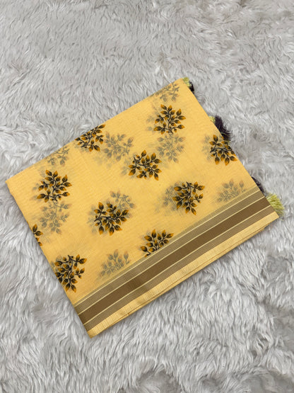 Block Print Cotton Kota Doria Saree