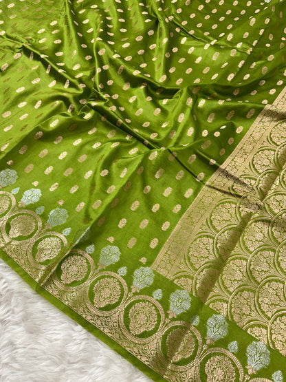 Mehendi Green Premium Banarasi Mango Silk Saree