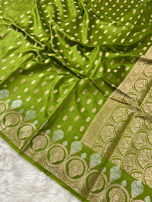 Mehendi Green Premium Banarasi Mango Silk Saree