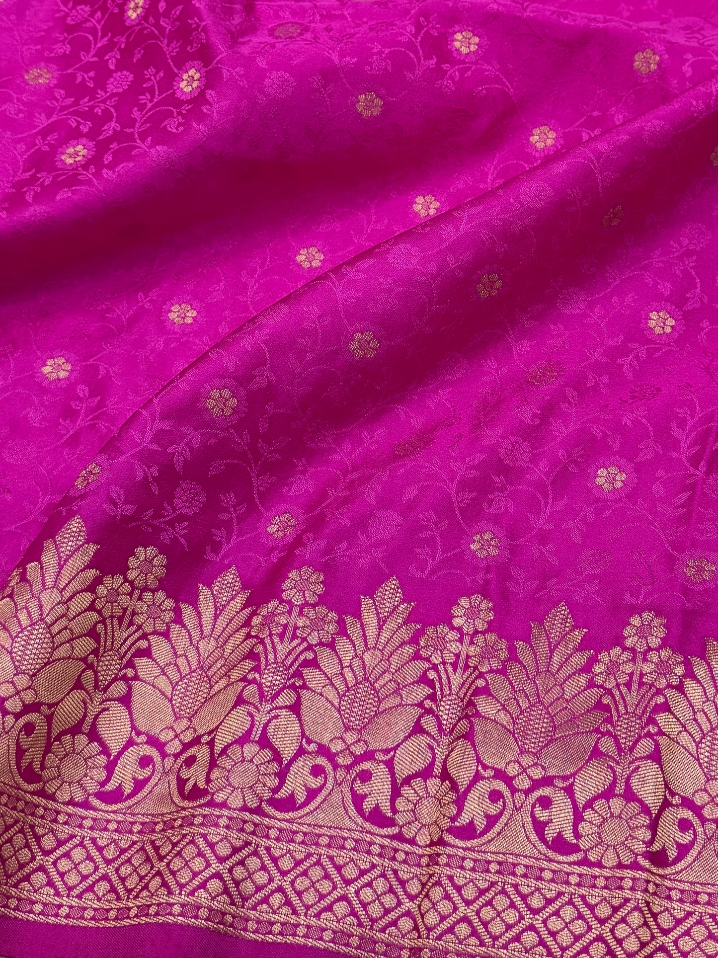 Rani Pink Banarasi Mashru Silk Saree