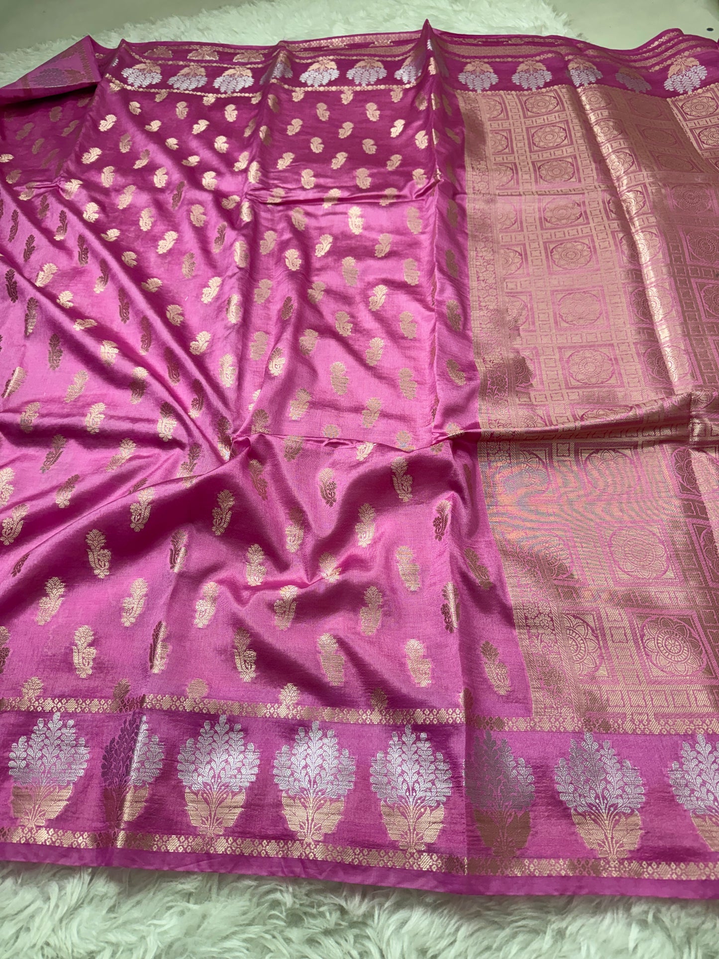 Pink Premium Banarasi Mango Silk Saree