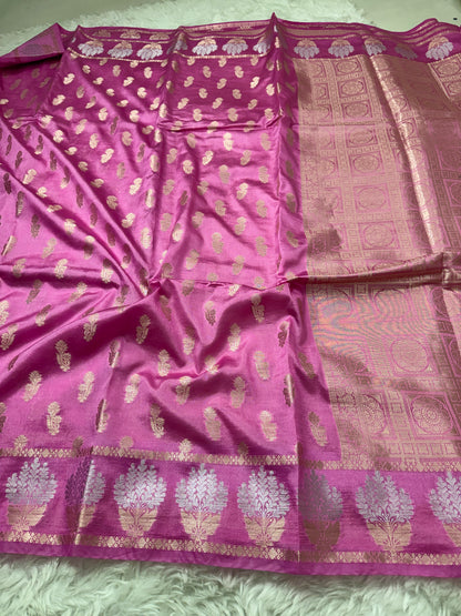 Pink Premium Banarasi Mango Silk Saree