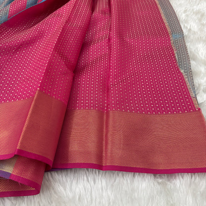 Metallic Blue Kanjivaram Tissue Silk Saree