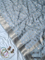 Grey Rangkaat Mul Chanderi Banarasi Suit Set