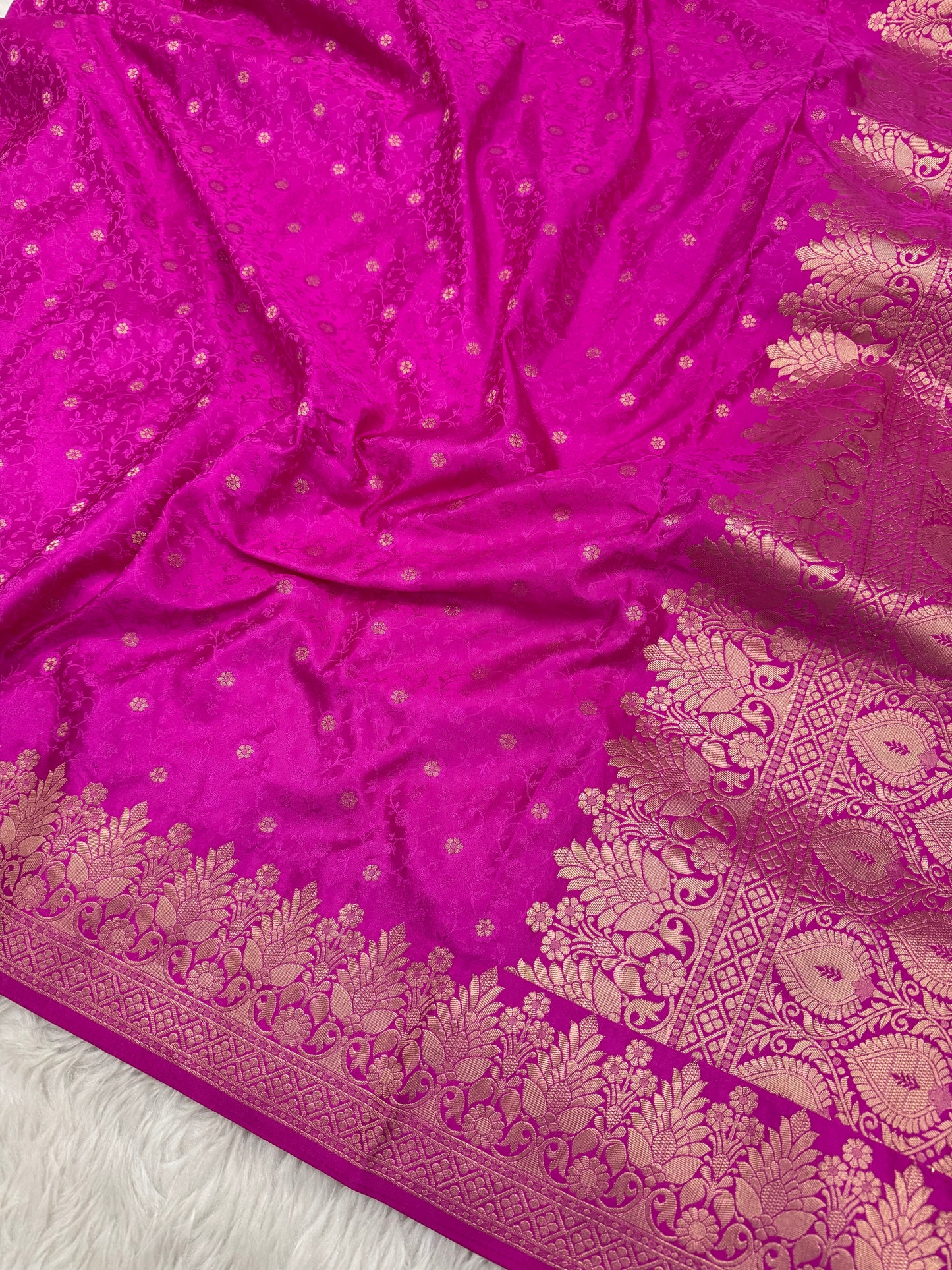 Rani Pink Banarasi Mashru Silk Saree